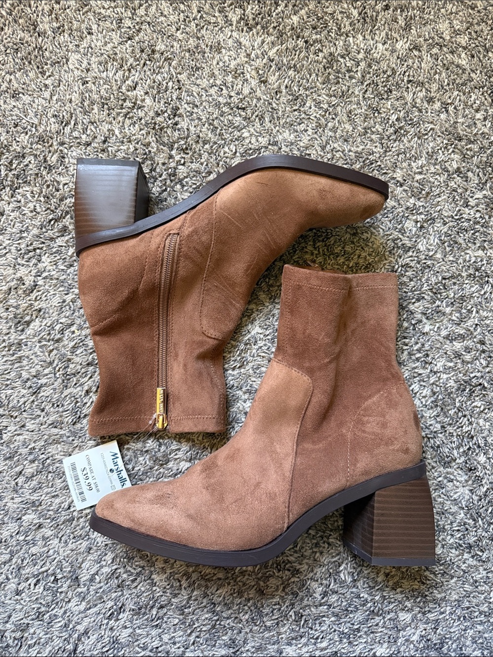 Women’s Suede Block Heel Ankle Boots - Brown